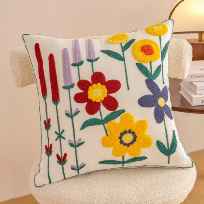 서플라이랩 핸드메이드 꽃자수 쇼파쿠션 국산솜 포함, 옵션8. 라벤더