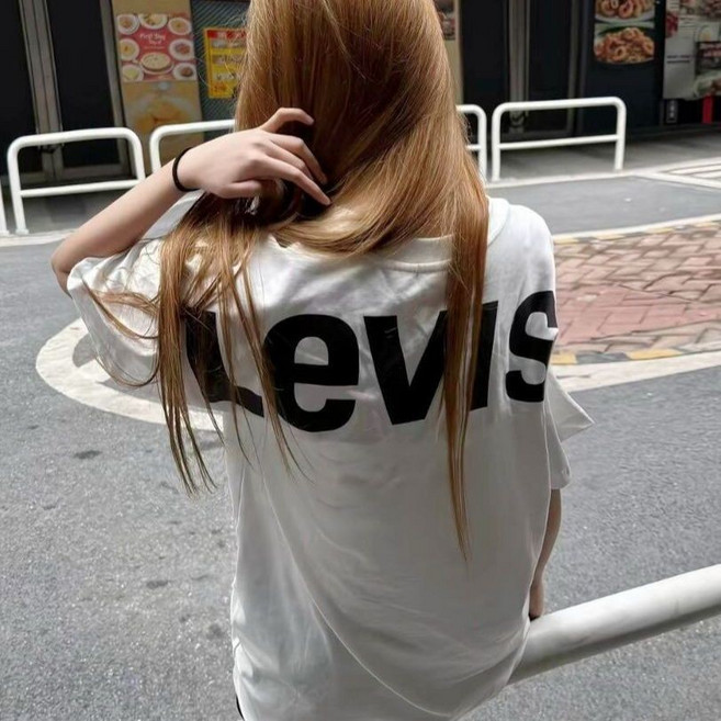 LEVIS 字母短袖T恤, 【白色】正品-高質量,XL 建議55.0-62.5kg