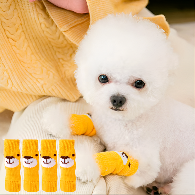 아즈몰 강아지 슬개골 보호대 관절 보호 4p, 옐로우, 4개