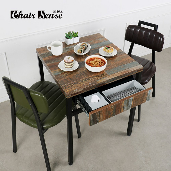 체어센스 국산 600X600 플라스틱 수저통 식탁 테이블, 05 멀바우, 2인용