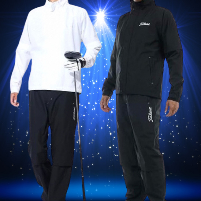 (2024 타이틀리스트 재팬 최신 정품) 골프비옷 바람막이 상하의세트, (상의)화이트/(하의)블랙, L(100호), 1개