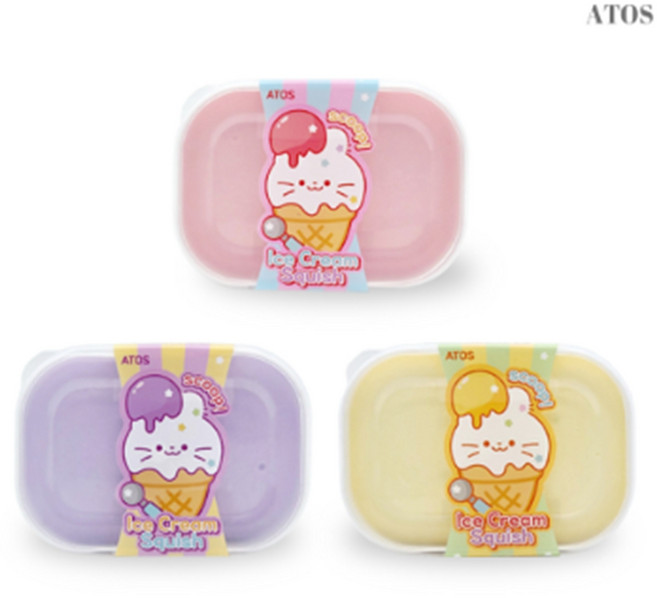 쫀득 슬로우라이징 스트레스볼 스쿱 아이스크림 스퀴시 3종 세트, 1세트, 혼합