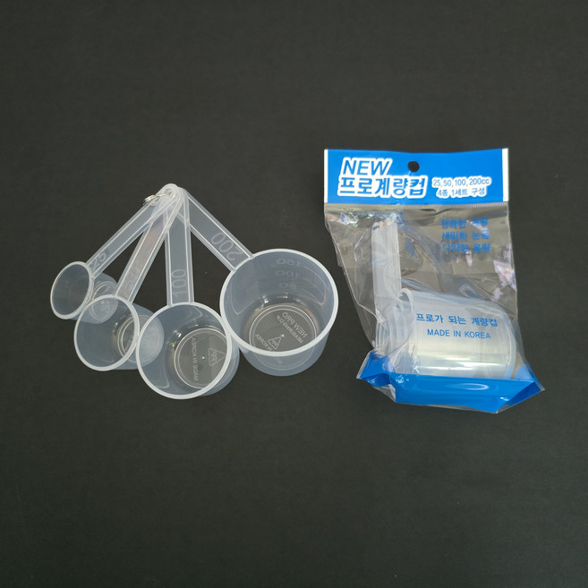 국산 프로계량컵4종 계량스푼4종 긴손잡이4종 컵형4종 0.5~200cc 47종 별도구매가능, 1세트, 투명