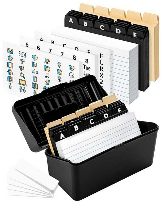 카드홀더 세트 헤비 듀티 카드 레시피 박스 칸막이 눈금자 카드 및 스티커 포함 쉬운 설치, 01 As Shown