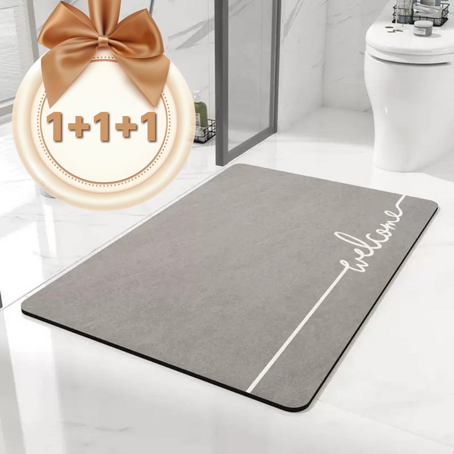 발송 1+1+1 3개 빨아쓰는 레터링 규조토 소프트 발매트 40cm*60cm 흡수력 좋은 욕실 주방 발매트, 그레이