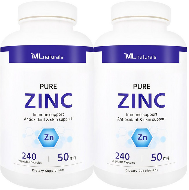 [미국빠른직구] 마이라이프 내추럴스 퓨어 징크 아연 50 mg 240 야채캡슐, 240정, 2개