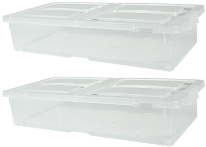 스페이스에디터 언더베드 리빙박스 40L, 투명, 2개