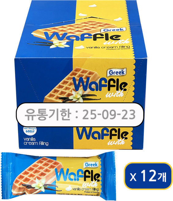 와플 위드 바닐라크림, 50g, 12개