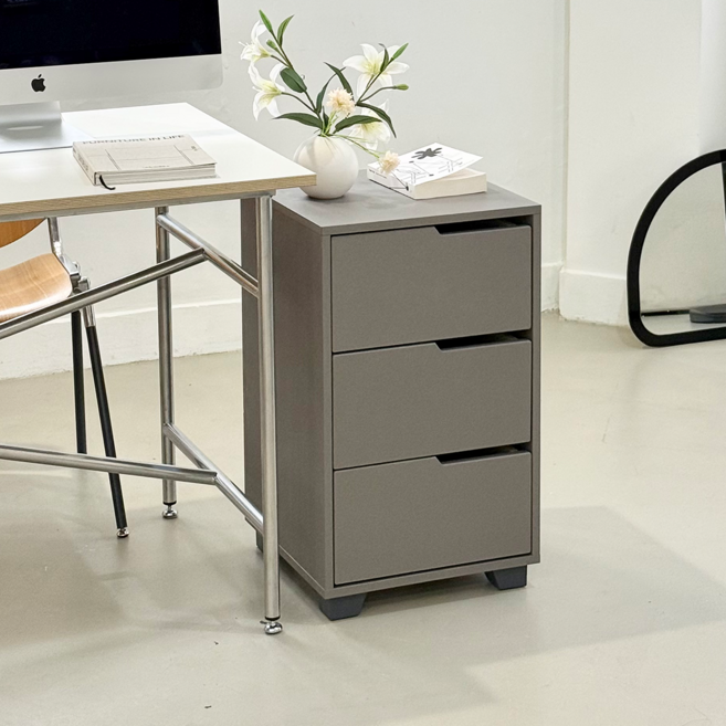 [국내생산 완제품배송]윈썸 베이 400 3단 기본형 틈새 미니 수납 책상 서랍장, 그레이