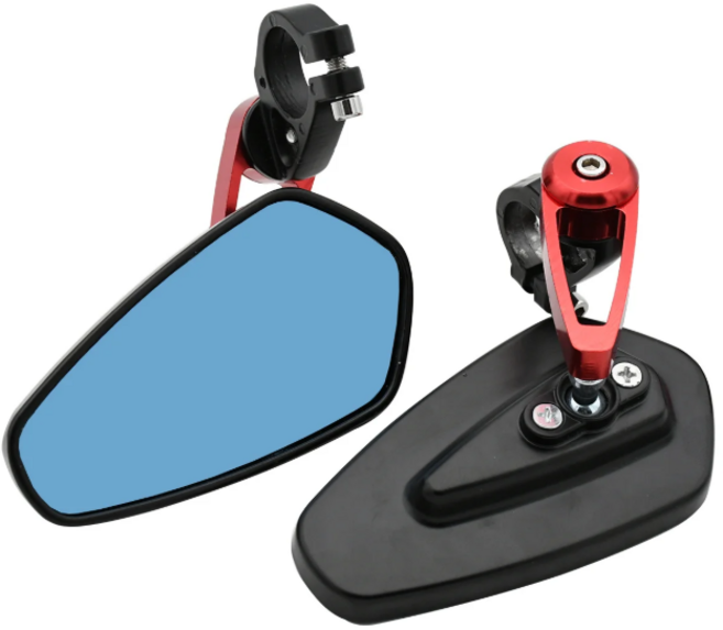 오토바이 컬러 바엔드 미러 네이키드 사이드미러 거울 눈부심방지, 레드(낱개1개), 1개