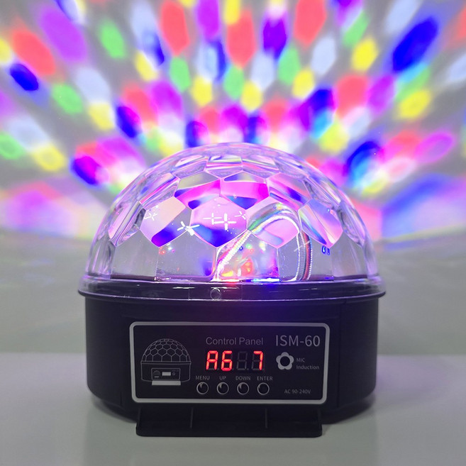 ISM-60 LED 6컬러 미러볼 LED핀볼 노래방 가라오케 미러볼 리모컨 포함 가정용 업소용, 가정용(콘센트 플러그 타입)리모컨포함