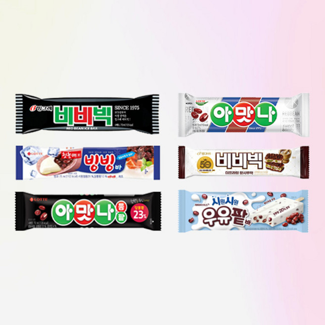 팥아이스크림6종 총30개(비비빅5+빙빙바5+아맛나5+아맛나통팥5+비비빅 팥시루떡5+우유팥바5), 30개, 70ml