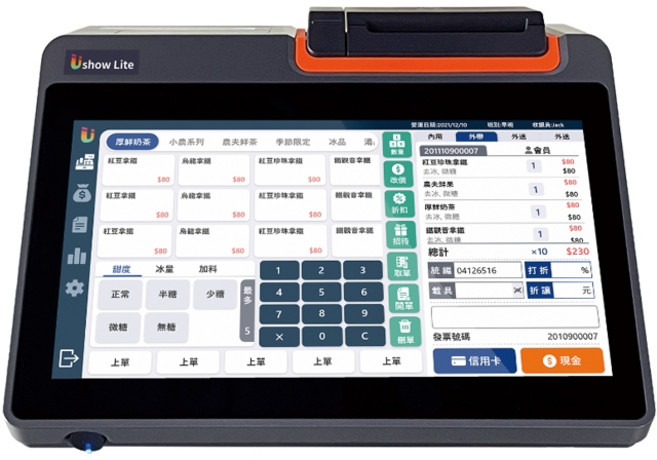 Ushow Lite POS系統 Android一體式收銀機 含客顯螢幕電子發票機, 1個