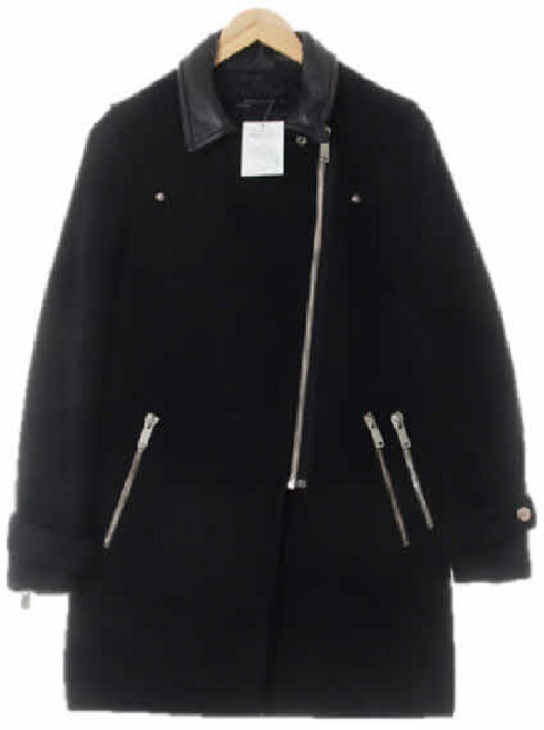 2300 자라우먼 블랙 울혼방 사선집업하프코트 [XS]