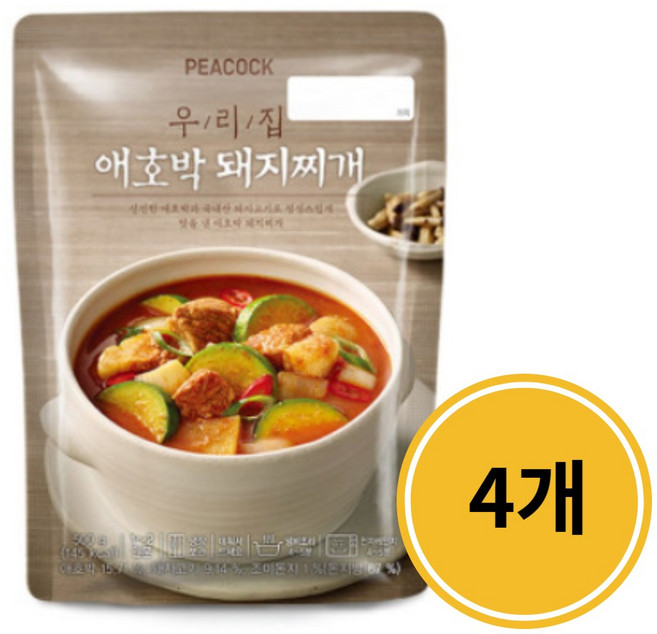 신세계 피코크 우리집 애호박 돼지 찌개, 4개, 500g