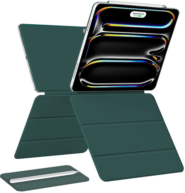 니하 아이패드 폴리오 분리형 케이스, 다크그린, 1개