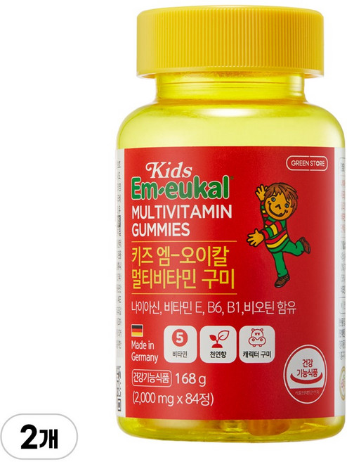 그린스토어 키즈 엠오이칼 멀티비타민 구미 168g, 2개, 84정
