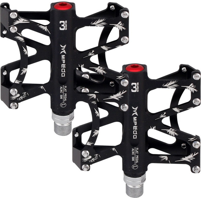 BTR 자전거 페달 3볼 베어링 알루미늄 합금 경량 VP-4000, 1세트, 블랙