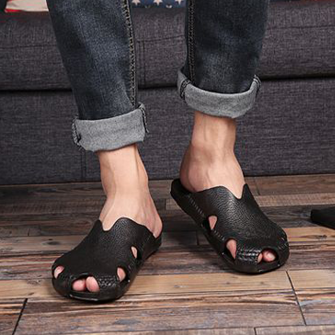 besteffie 남자슬리퍼 무지 PVC 미끄럼방지 발편한 가벼운 펀칭 캐주얼 패션 빅사이즈 남성슬리퍼 C58