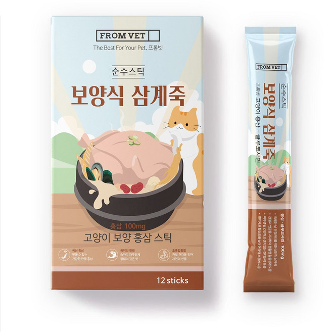 프롬벳 고양이 보양식 홍삼 삼계죽 관절 영양제 12p, 144g, 관절+장건강, 1개