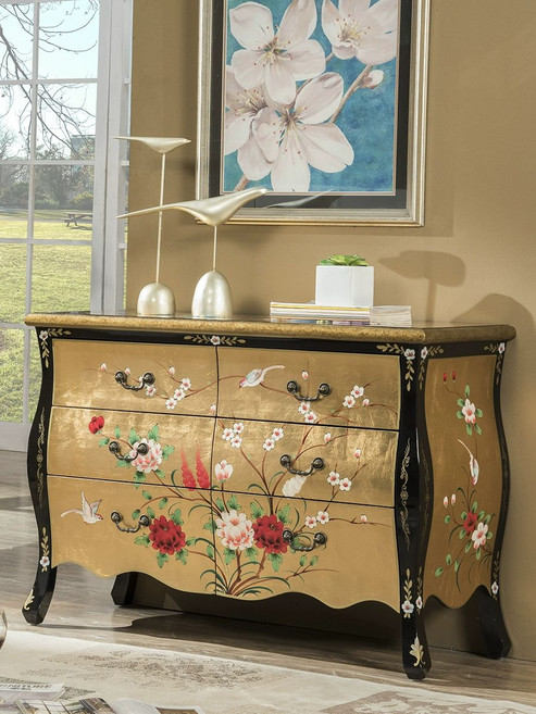 금박수납장 6단 고가구 나비장 엔틱 전통가구 옷장 골드 12단 사이즈 완제품, 5단 서랍장