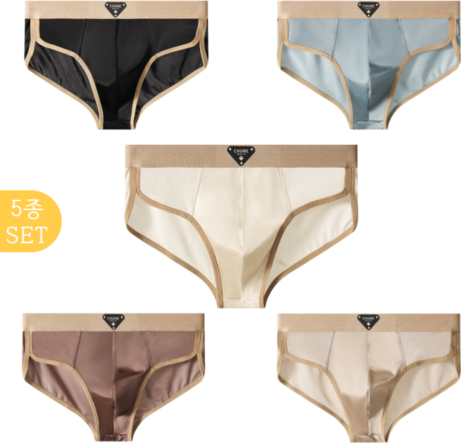 이즈킹덤 남성 드로즈 팬티 고급 실크 광택 기능성 통기 땀흡수 세트(95-115)