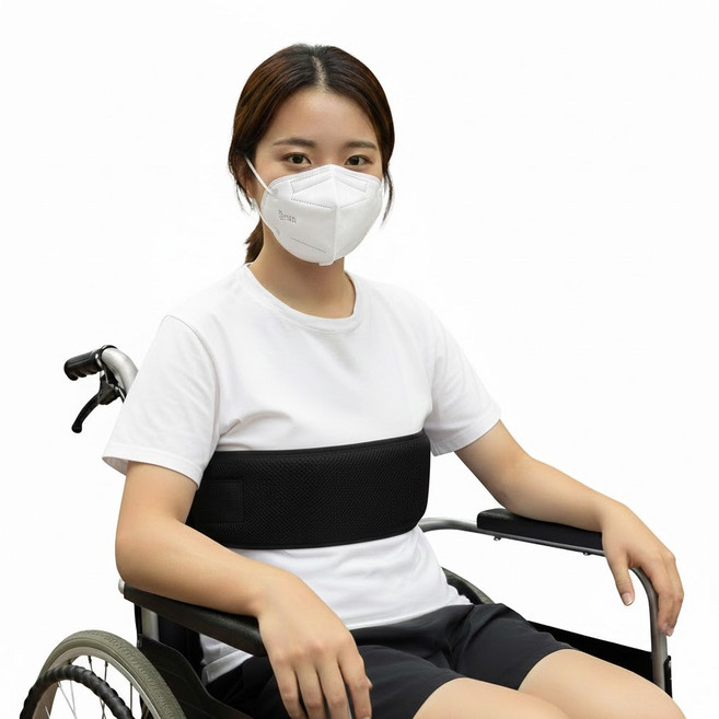 DLi 휠체어안전벨트 휠체어안전띠 블랙 (통기정 좋은 메쉬 부드러운착용감), 1개, MK-148BK