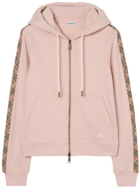 버버리 체크 트리밍 코튼 후디