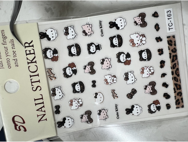 픽한가득 귀여운 5D 헬러키티 Kitty 강아지 리본 호박 네일 스티커, 1개, TC-163