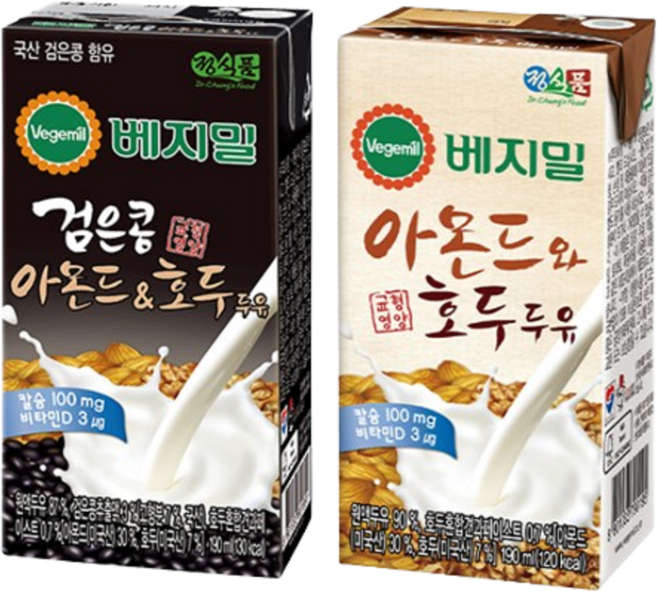 우리가족 건강 간편식 정식품 베지밀 검은콩아몬드호두 아몬드호두 기획구성 190ml(12+12), 24개, 190ml