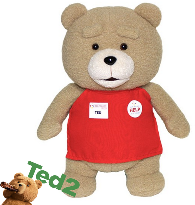 19곰테드 TED2 영화 속 테드 빨강 앞치마 입은 귀여운 곰 인형, 1개, 혼합색상, 35cm