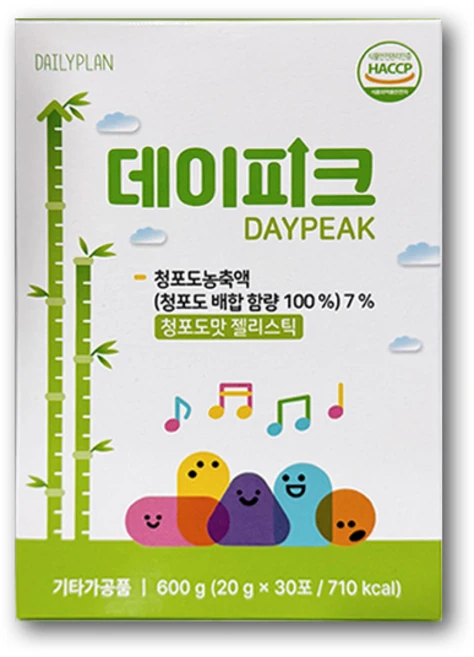 데일리플랜 데이피크 청포도맛 젤리스틱 대나무수액 레몬밤 토마토 생강 추출분말 아이 성장 영양제 20g X 30포, 1개, 30회분 - 쿠팡
