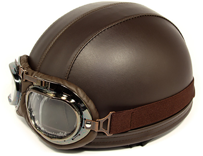 한미 빈티지 킥보드 오토바이 반모 헬멧, 레더브라운
