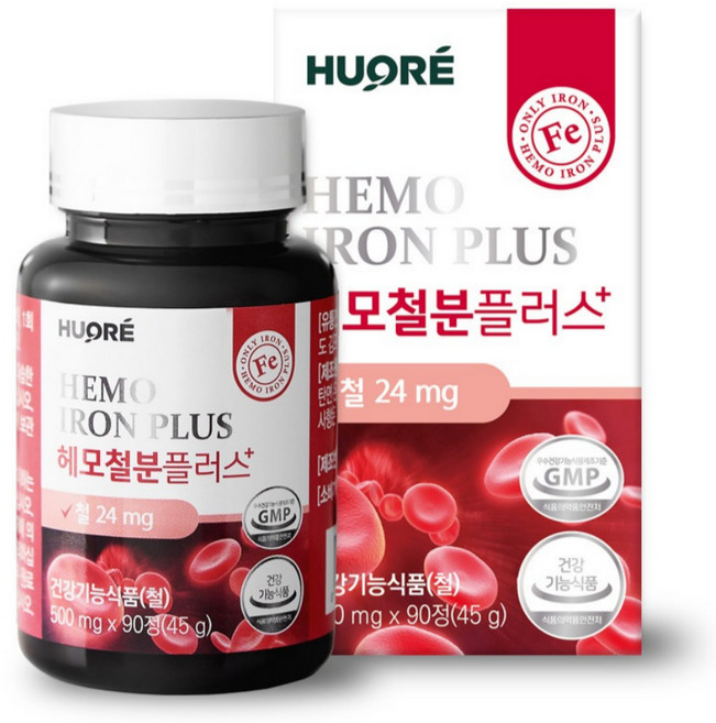 휴오레 철분제 비헴철 철분 영양제 헤모철분플러스, 1개, 90정