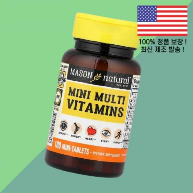 메이슨 내추럴 미니 멀티 비타민 미니정 100정 Mason Natural Mini Multi Vitamins 100 Tablets - 쿠팡