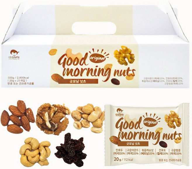 굿모닝너츠 하루한줌견과 오리지날(1박스당 25봉), 500g, 1개