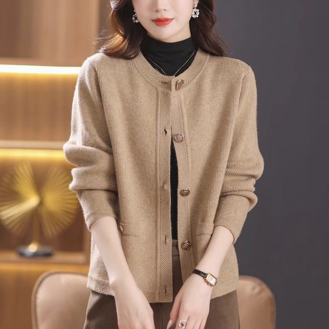 휠렉스 여성 니트 라운드넥 패션 베이직 가디건 JT446