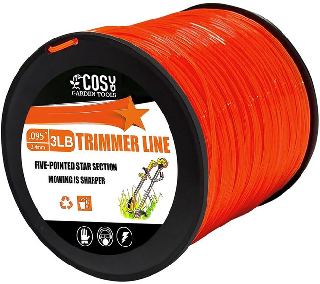 COSY GARDEN TOOLS 스트링 트리머 라인 0.2cm(0.105인치) 1.4kg(3파운드) 위드 바커 스트링 상업용 등급 오렌지 펜타곤 잡초 이터 스트링 대부분의 스, 3LB x .095 in