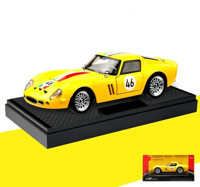 1:32 250 GTO 슈퍼 카 로고 합금 다이 캐스팅 모델 자동 액세서리 유행 컬렉션 선물 소리와 가벼운 장난감, 02 Yellow Box