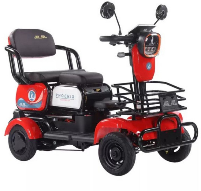 위너시니 3인용 노인전동차 LED 액정 4륜 4발 더블브레이크 고출력 안전한 튜브리스 2인용 노인 장애인 어르신 전동 스쿠터 오토바이, 레드