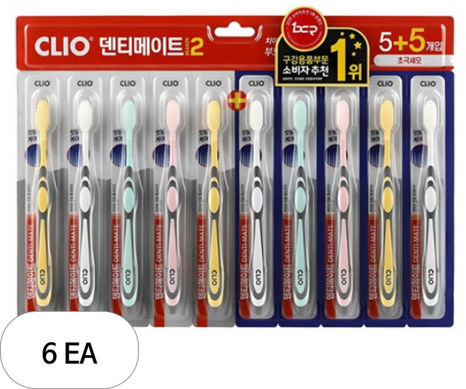 크리오 덴티메이트시즌2 라운딩모 칫솔, 10개입, 6개