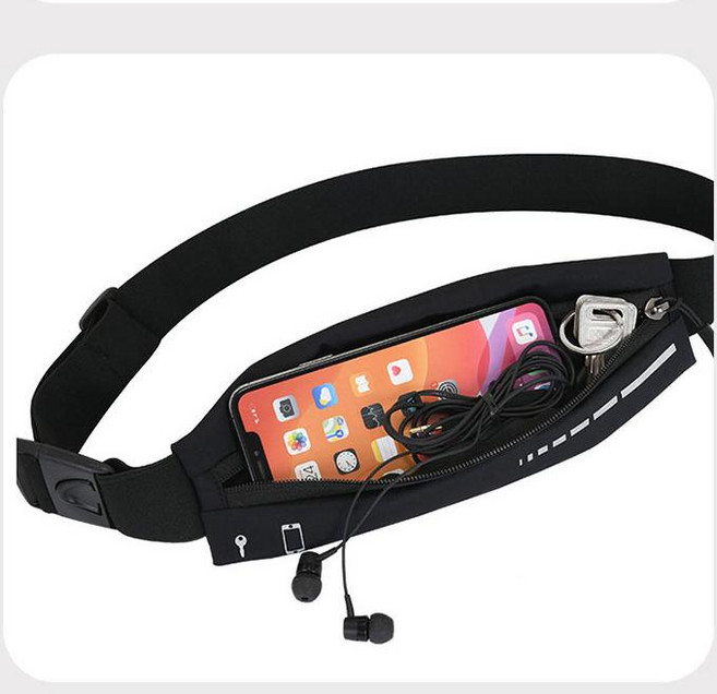 카멜 러닝벨트 남녀공용 힙색 핸드폰 수납벨트, 블랙, 1개