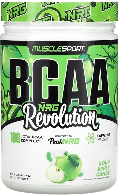 MuscleSport BCAA NRG 레볼루션 사워 애플 캔디 15.9 oz (450 g), 1개, 450g, 1개 - 쿠팡