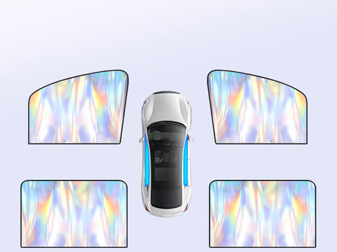 차량용 자석흡착 티타늄 햇빛가리개, 1세트, 광택 실버 4P