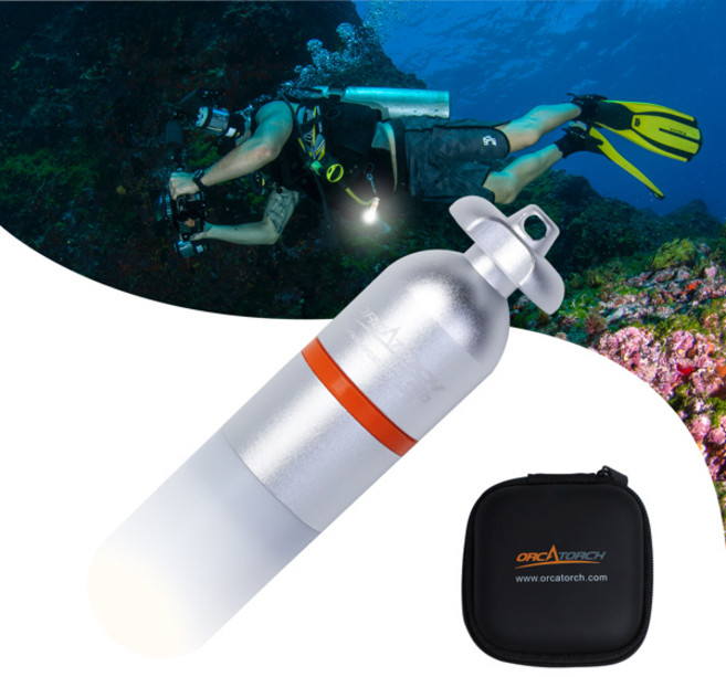 스쿠버 다이빙 손전등 후레쉬 랜턴 ORCATORCH SD01 PRO 스트로브 비컨 수중 미니 신호등 다이브 라이트 다이버 액세서리, SD01PRO-White, 1개