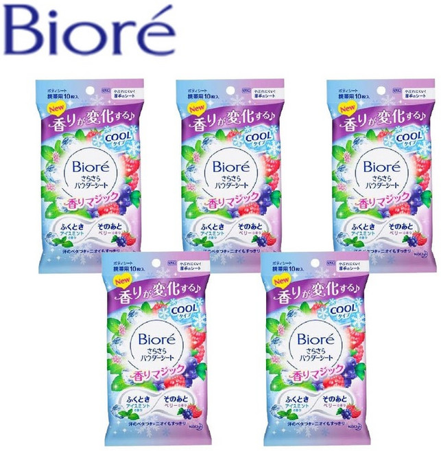 비오레 사라사라 파우더 시트 민트베리 10장, 5개