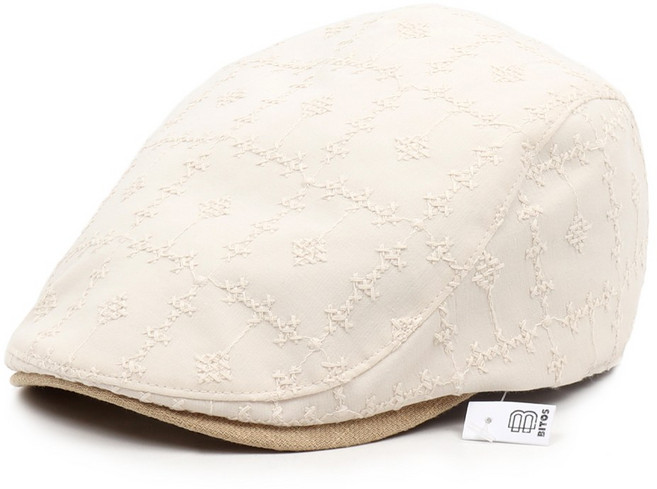 비토스 국내제작 에스닉 자수 격자패턴 헌팅캡 파크골프모자 베레모