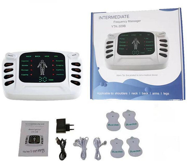 彩屏雙輸數碼經絡理療全身按摩器, 中包裝帶吸塑盒交流電升級版1套彩屏主機一,中文版大貨批發