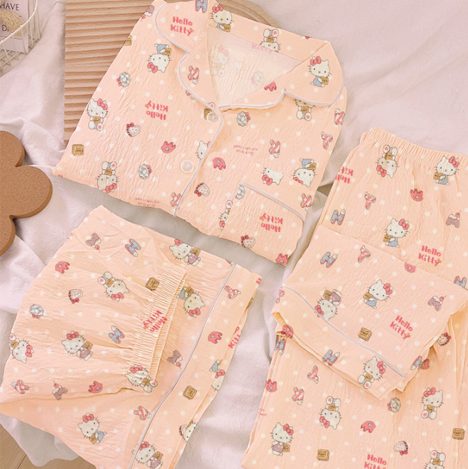 레티시아 귀여운 반팔 잠옷 세트 반팔+반바지+긴바지 3종구성 파자마세트