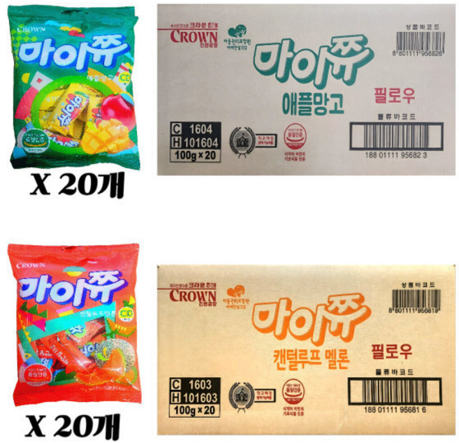 마이쮸 애플망고/캔털루프멜론, 01_애플망고 100g x 20개